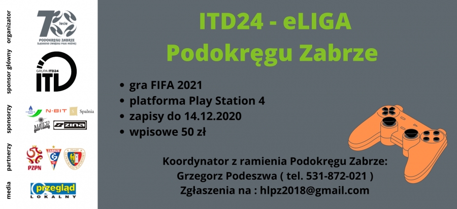 Przedłużamy zgłoszenia do ITD24 eLigi Podokręgu Zabrze do 26.12.2020 r.